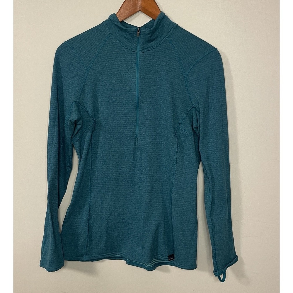 Patagonia‎ Sweater Women's M Teal Capilene Midweight Base Layer 1/2 Zip Polartec